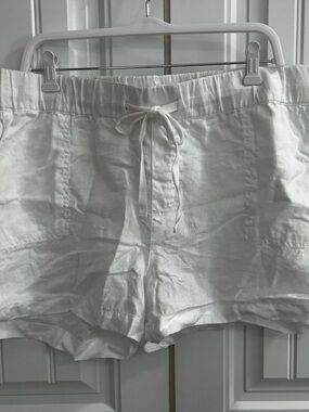 Caslon White Drawstring 100% Linen Shorts X Large